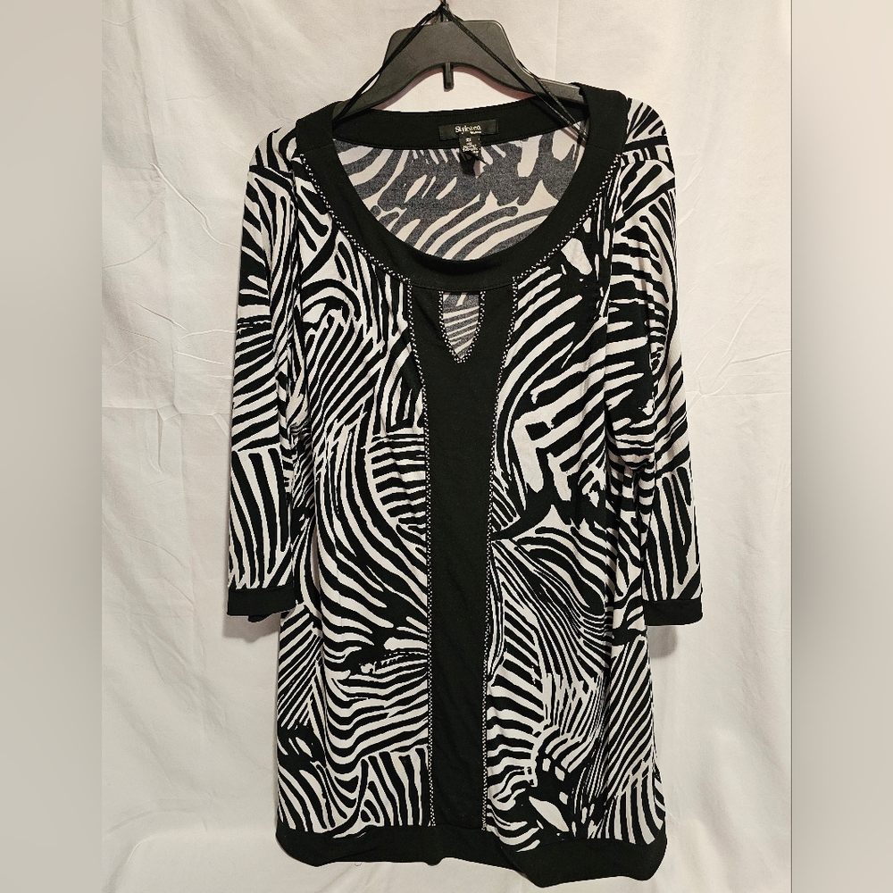 Style & Co. Black and White Zebra Print Dress Size 2X